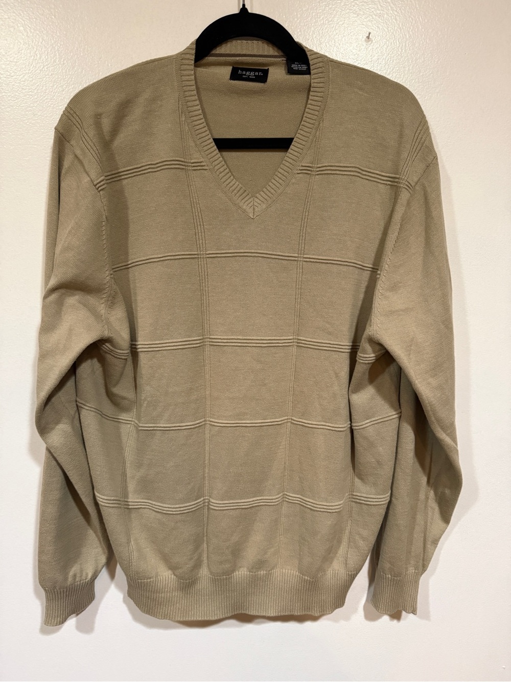 Haggar Mens Size M Old Money Quiet Luxury Tan Oatmeal Preppy New England Layer